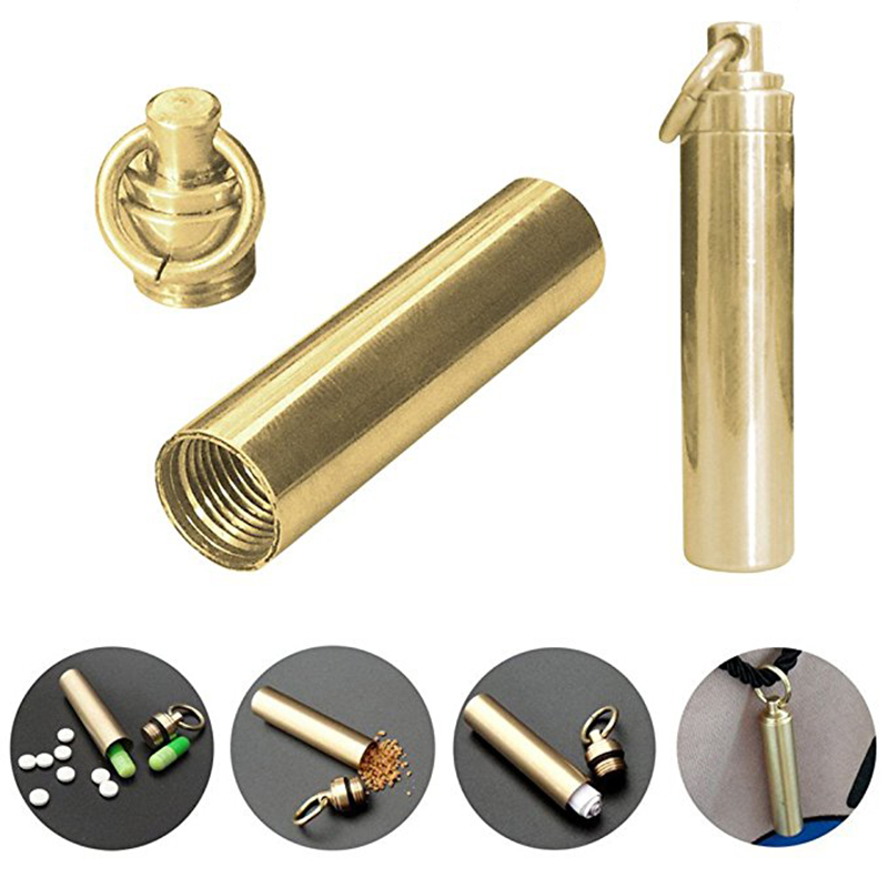 Pill Fob Capsule - 1 PC Solide messing waterdichte pilcapsule