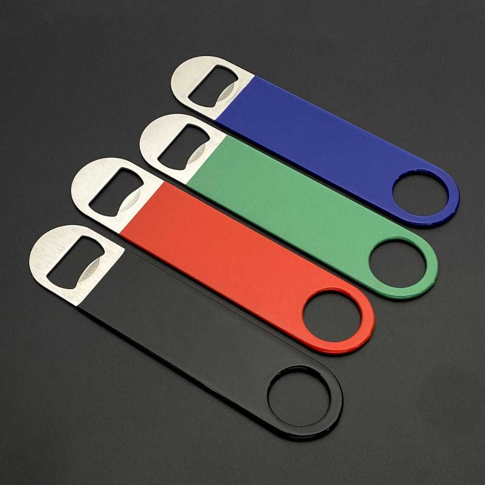 Bottle Opener Keyring - Bartender flesopener, platte snelopener, rubber bekleed