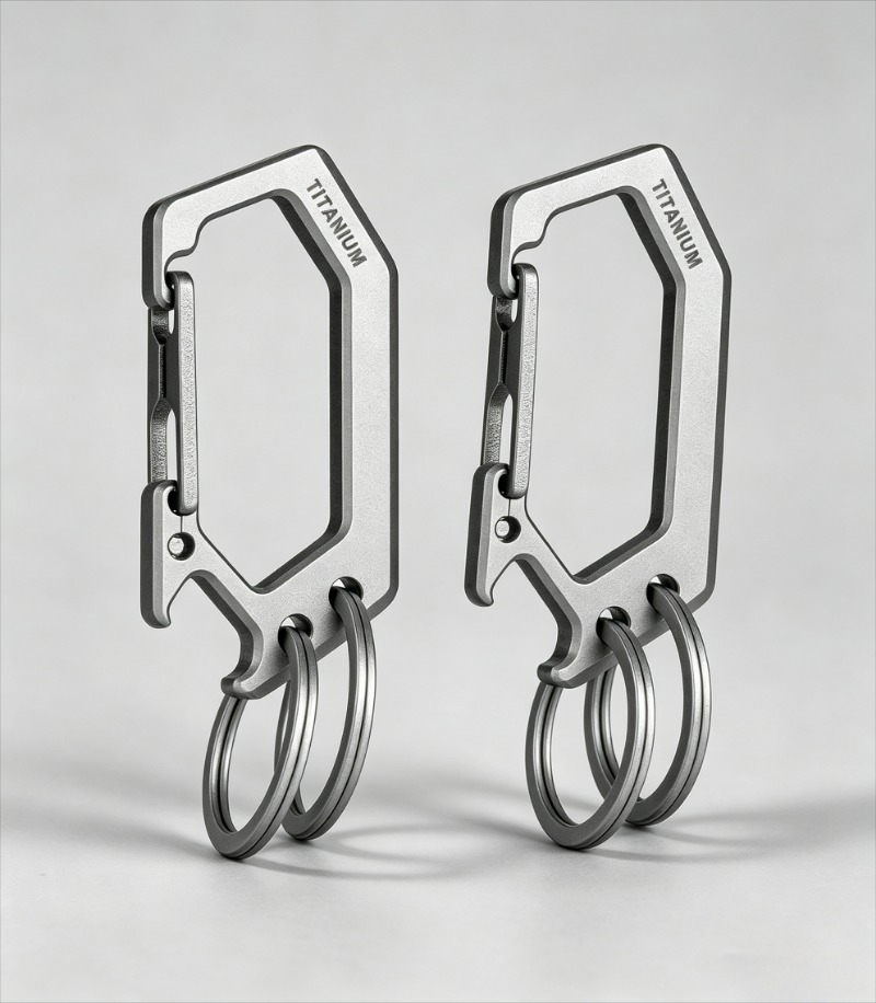 Bottle Opener Keyring - Titaniumlegering visgraat sleutelhangerclip, multifunctionele flesopener EDC